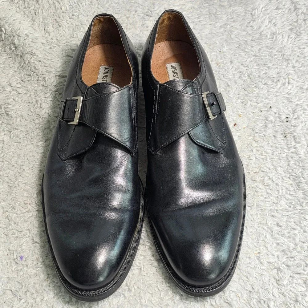 Johnston & Murphy Single Monk Strap Black Leather Dress Shoes Mens 11M Excellent
